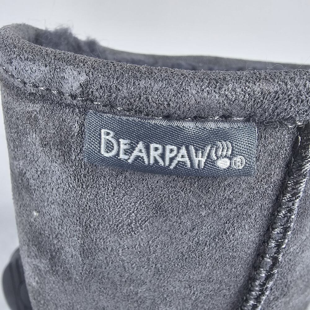 Bearpaw Emma Short Suede Winter Boots Gray Women’s Size 7 Sheepskin Lined - Picture 13 of 16
